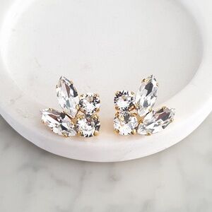 J. Crew Crystal Gold Post Earrings // Ronza George Knockoff